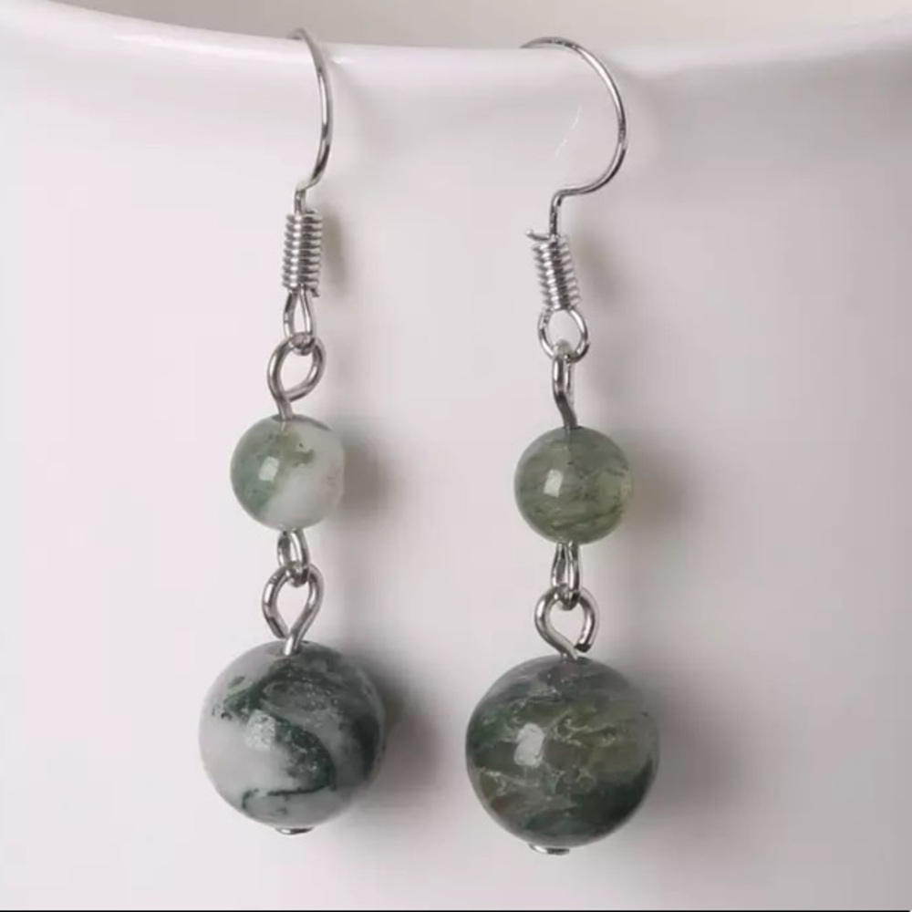Genuine Aquatic Plants Agate Earrings